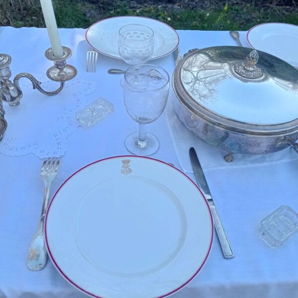 Plat présentation métal argenté et verre – Image 2