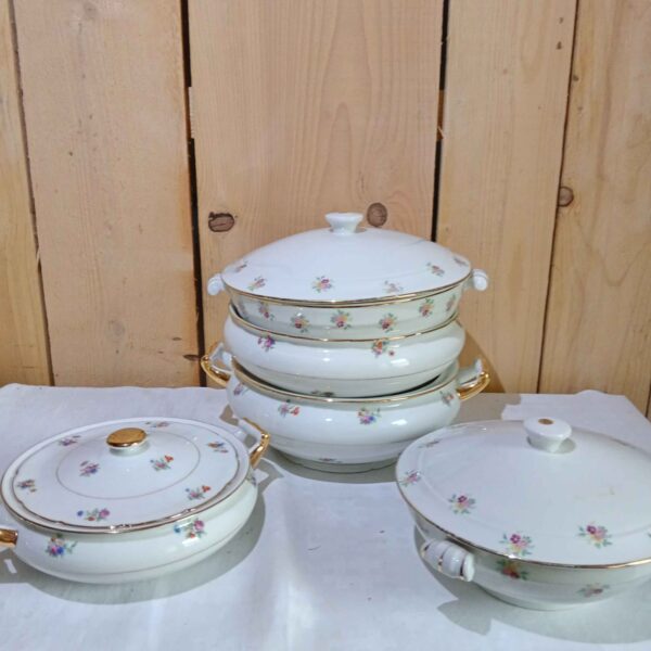 Soupières en porcelaine fleurie