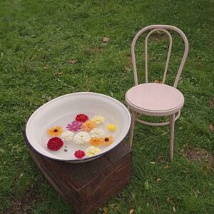 Bassine émaillée blanc et bleu