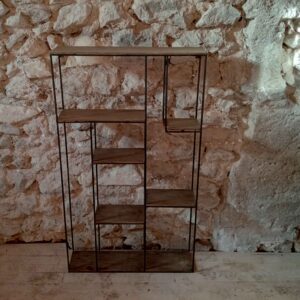 Meuble étagère en bois et métal