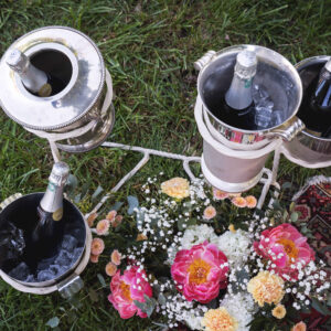 Seau en métal argenté