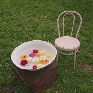 Bassine émaillée blanc et bleu