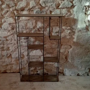Meuble étagère en bois et métal