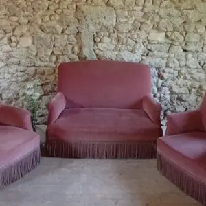 Salon en velour “vieux rose”