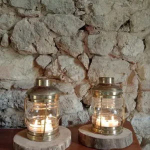 Paire de lanterne en verre et or