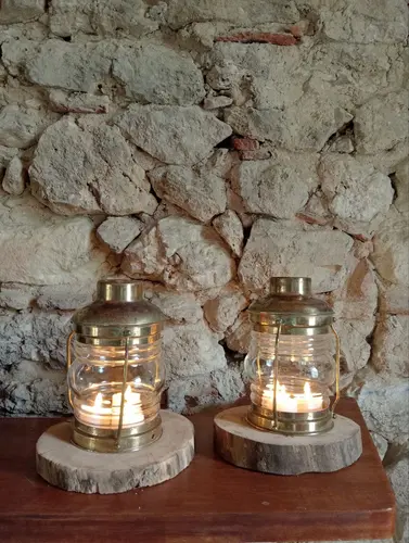 Paire de lanterne en verre et or