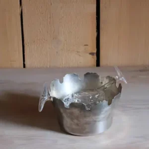 Rafraichissoire de verre en métal argenté